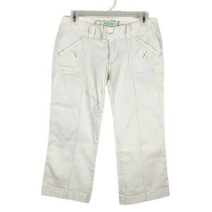 Y2K Hollister Ivory Cargo Crop Pants Size 5 Low Rise Coquette Mallcore